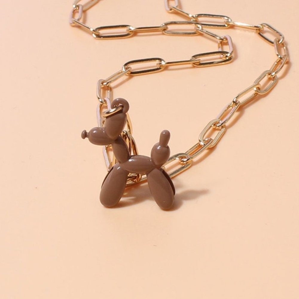 Minimal Gold Chain Balloon Dog Necklace